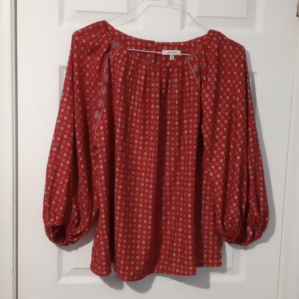 Max Studio Crimson Patterned Blouse